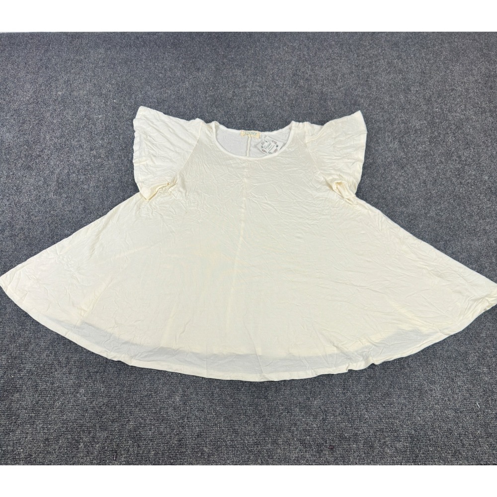 Corner Clothing Ivory Flutter Sleeve Tunic Top Cream Flowy A-Line Small